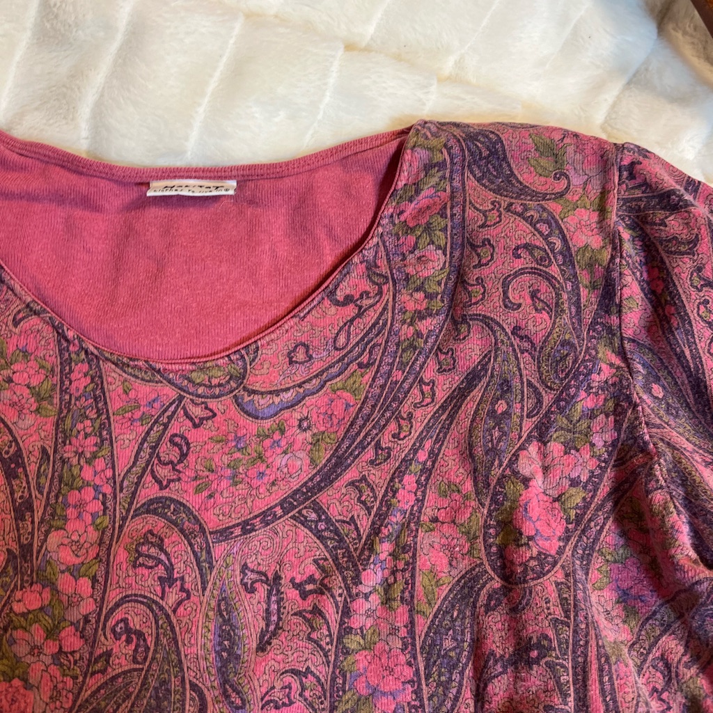 Y2k Habitat M/L Gorgeous Witchy Casual Fall Red Purple Paisley School Tee